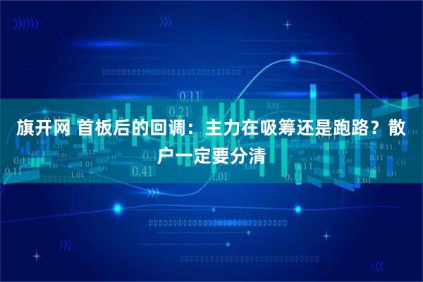 旗开网 首板后的回调：主力在吸筹还是跑路？散户一定要分清
